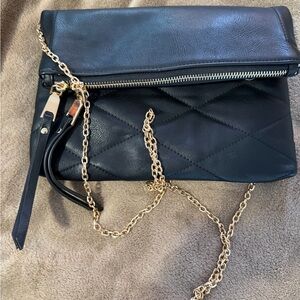 Urban Expressions Black Crossbody Bag with Gold Chain